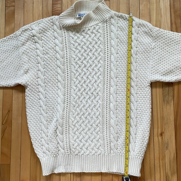 🌼VINTAGE 100% Cotton Brittish vogue cable knit fisherman sweater - Picture 8 of 9